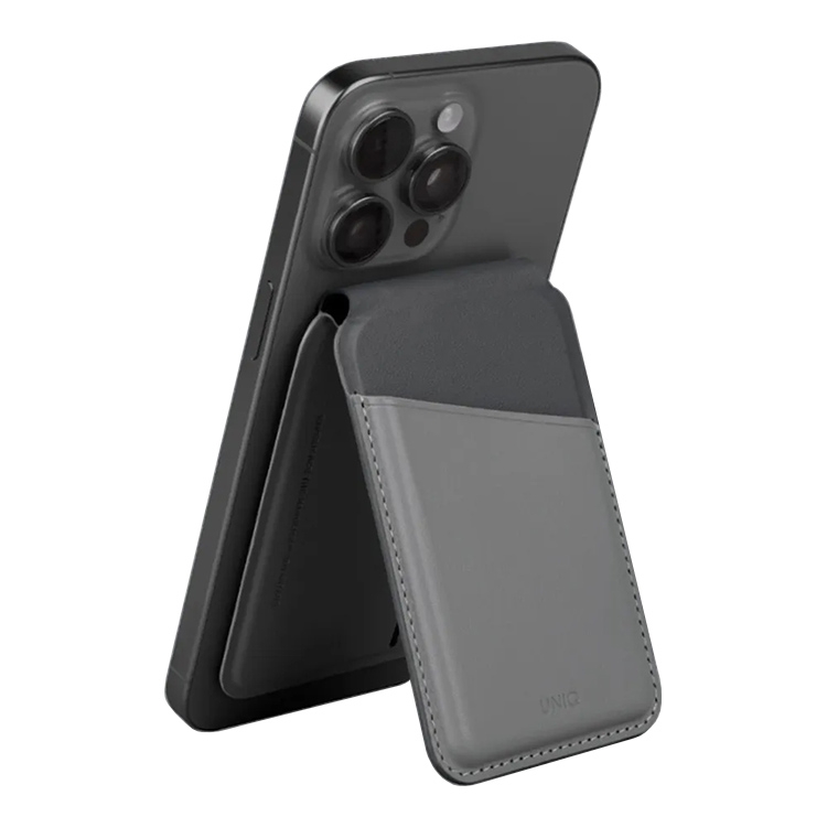 Чехол-бумажник Uniq Lyden DS Magnetic FRID-blocking cardholder with Stand Rhino Grey/Black